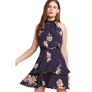 BB Dakota Navy Garden Halter Ruffle Skirt Dress Size 10 NWT
